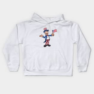 Uncle Sam With American Flag Kids Hoodie